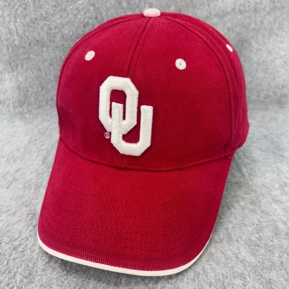 OU Logo Mens Red Signatures Hat Oklahoma Sooners Adjustable OSFM